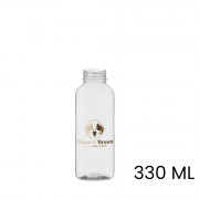 Sap & smoothie fles, bedrukt, vierkant, 330 ml